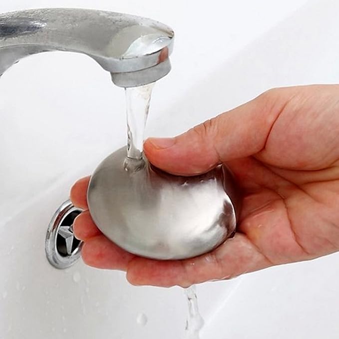 Beckett odour removing steel soap bar with a sleek silver finish for effective odor elimination on hands.