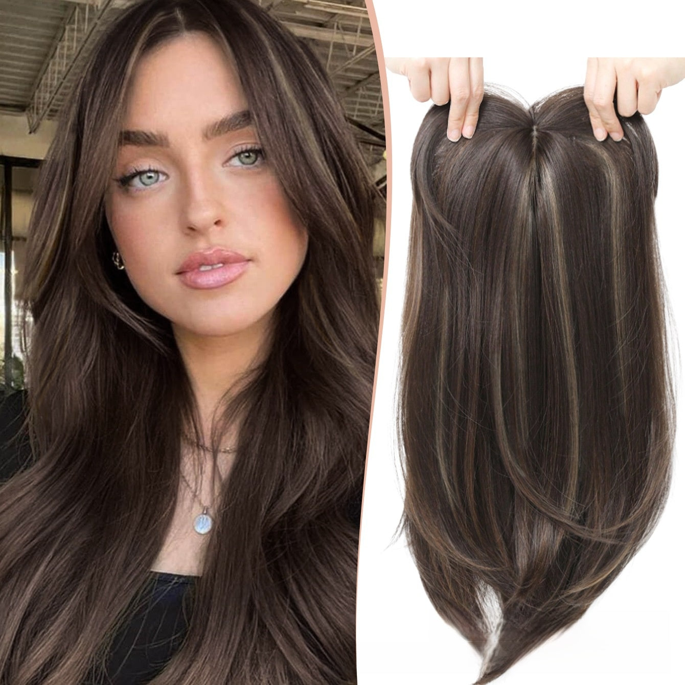 Synthetic Middle Part Hairpiece | Straight Long Hair