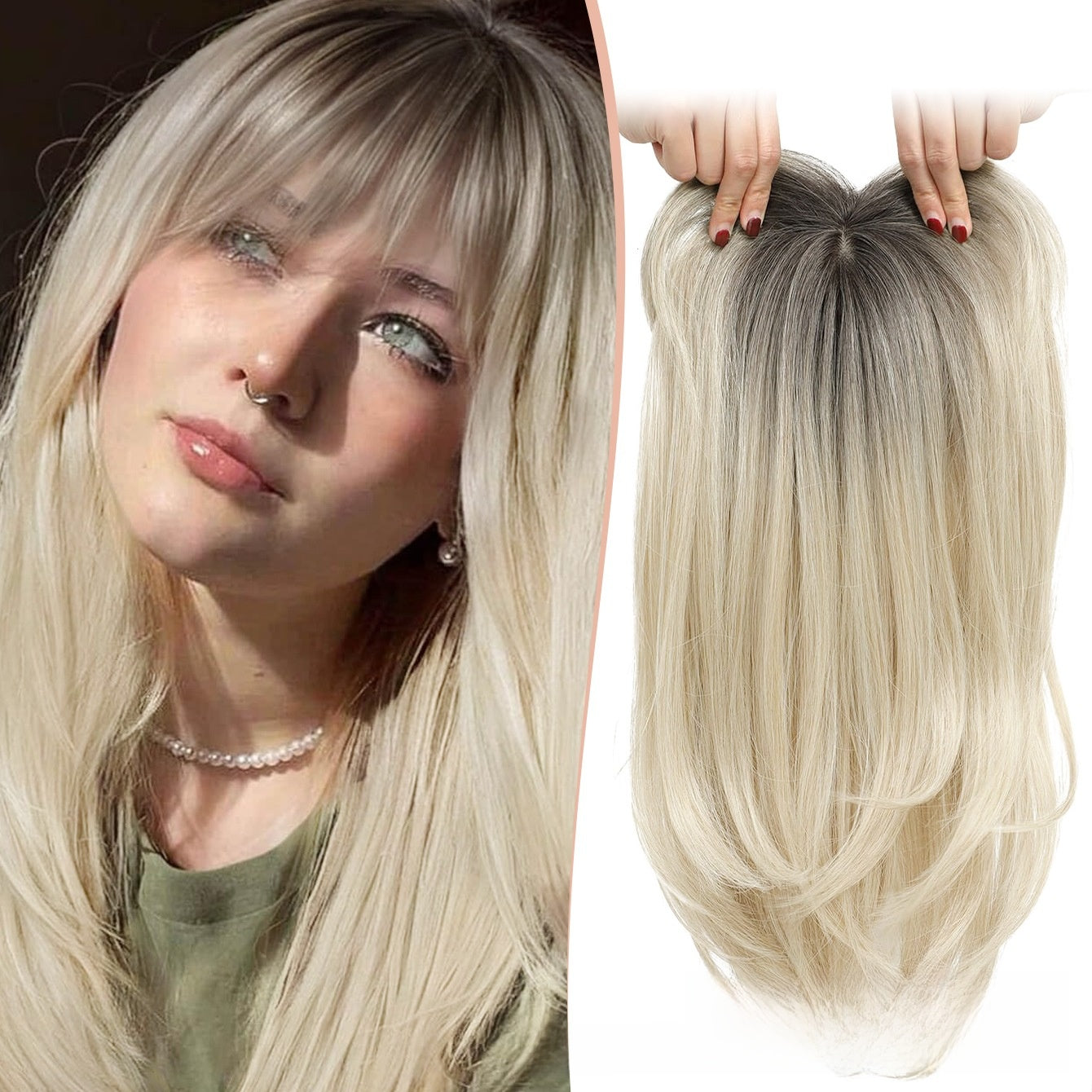 Synthetic Middle Part Hairpiece | Straight Long Hair