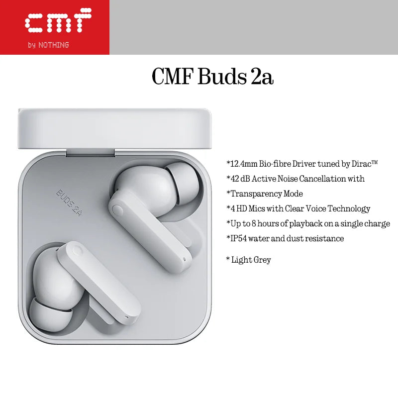 Home Sweet Home CMF Buds 2a wireless earbuds in sleek black with charging case, designed for comfortable listening.