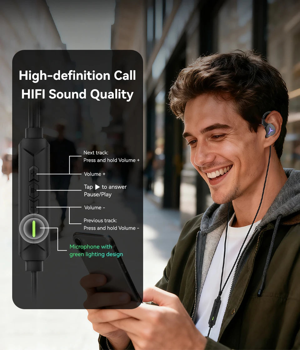 KBEAR Venus USB-C wired earphones with in-ear design and microphone, shown with sleek black earbud and cord.