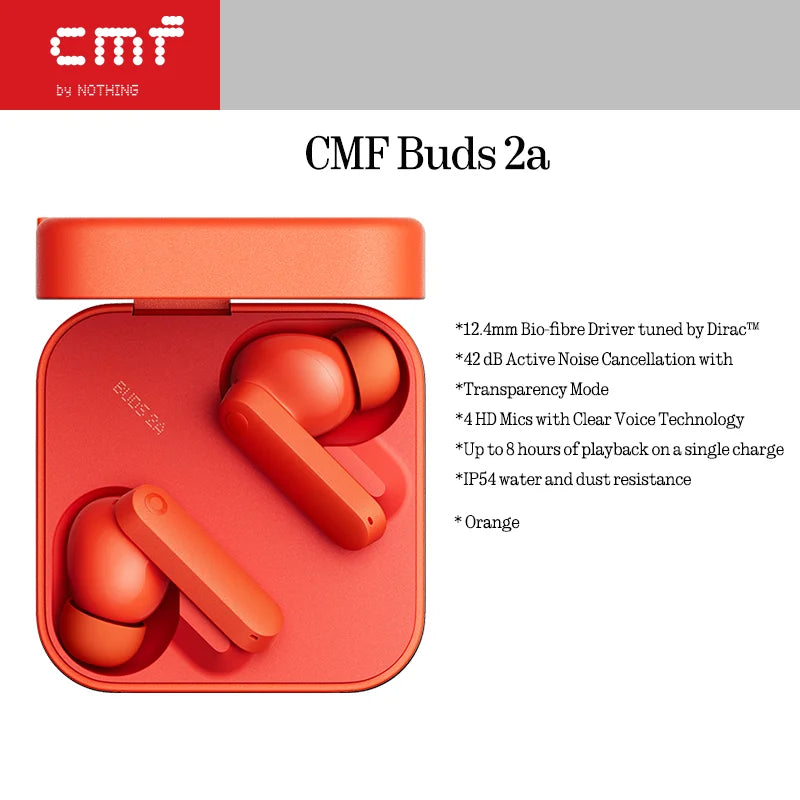 Home Sweet Home CMF Buds 2a wireless earbuds with charging case, black in-ear design, and compact portable size.