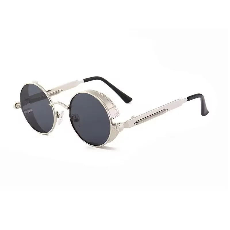 Steampunk Round Sunglasses – Retro Metal Frame UV400 Mens Fashion Eyewear