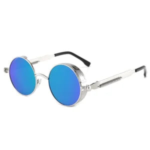 Steampunk Round Sunglasses – Retro Metal Frame UV400 Mens Fashion Eyewear