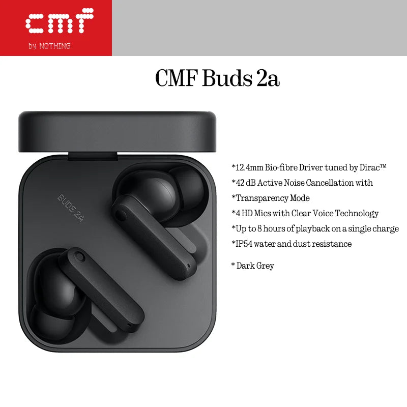 Home Sweet Home CMF Buds 2a wireless earbuds in black, showing sleek in-ear design with charging case and ear tips.