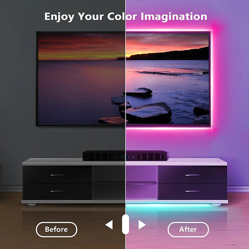 Bluetooth RGB LED Strip Light — USB 5V, App Controlled, 1m–5m