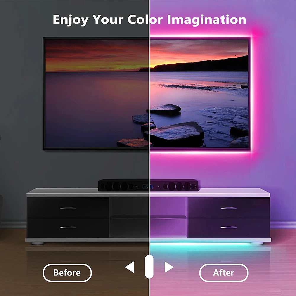Bluetooth RGB LED Strip Light — USB 5V, App Controlled, 1m–5m