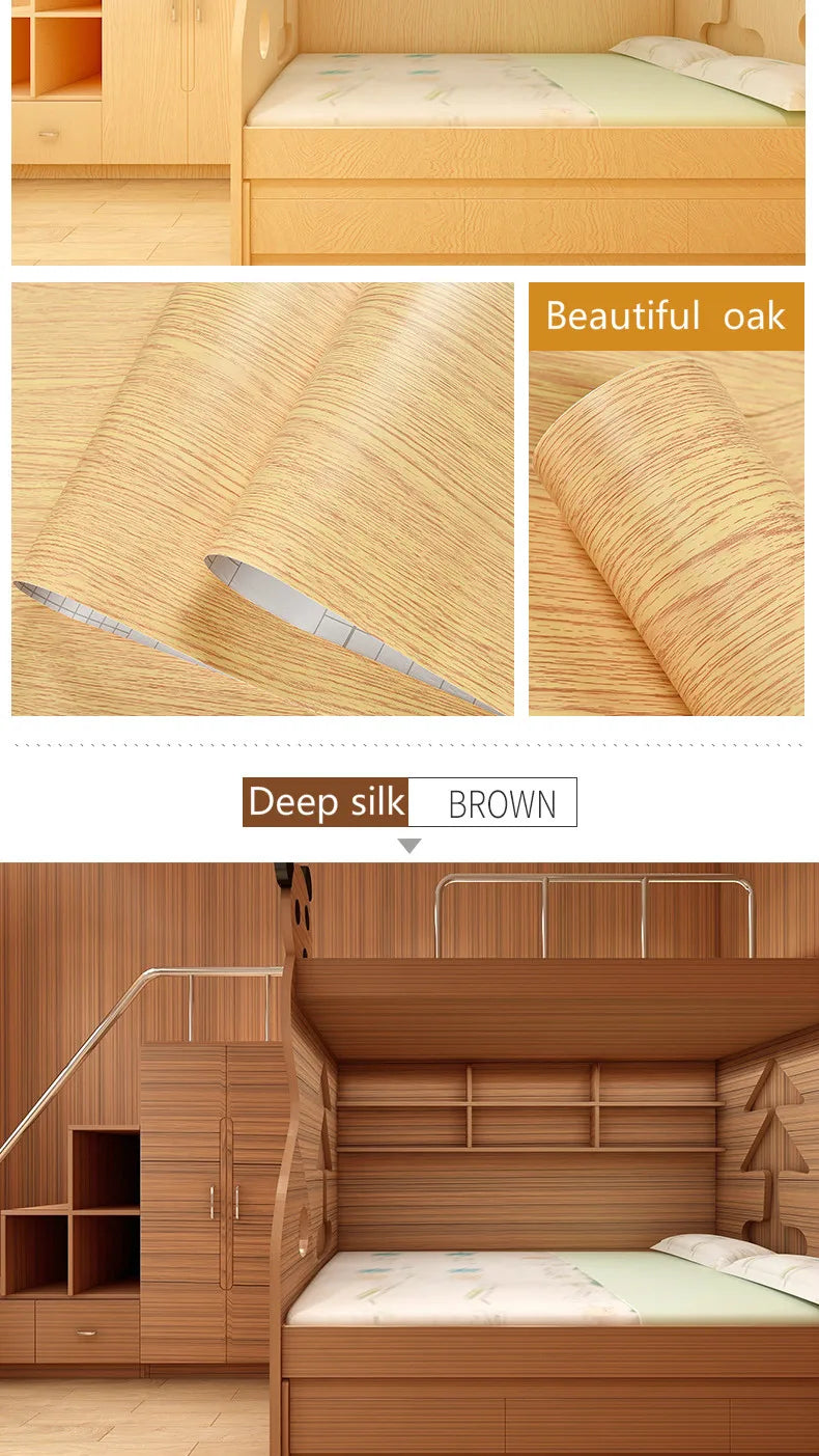 Wood Grain Peel & Stick Wallpaper – Self-Adhesive Waterproof PVC Wall Sticker
