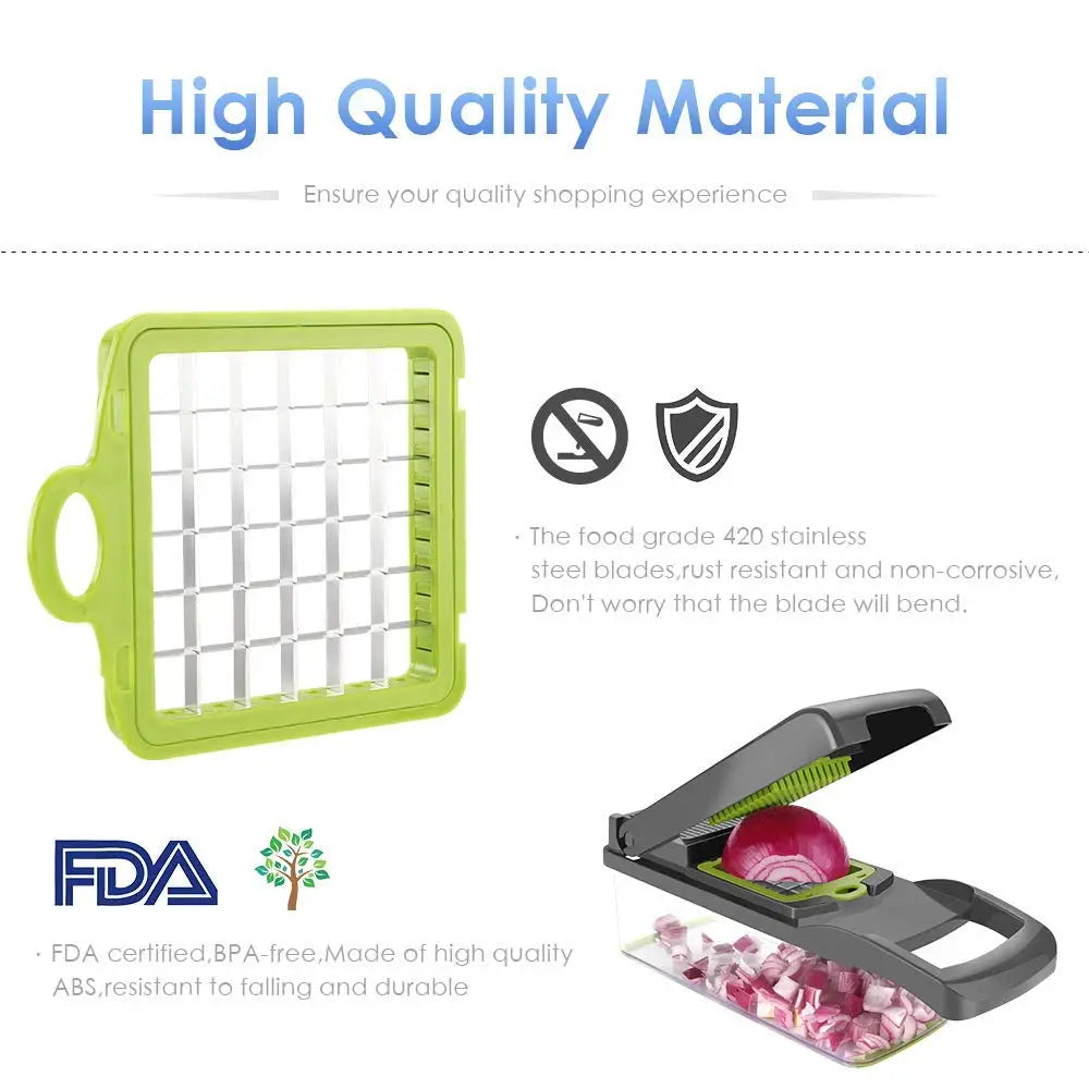 Home Sweet Home multifunctional vegetable chopper with stainless steel blades and colorful plastic container for easy food prep
