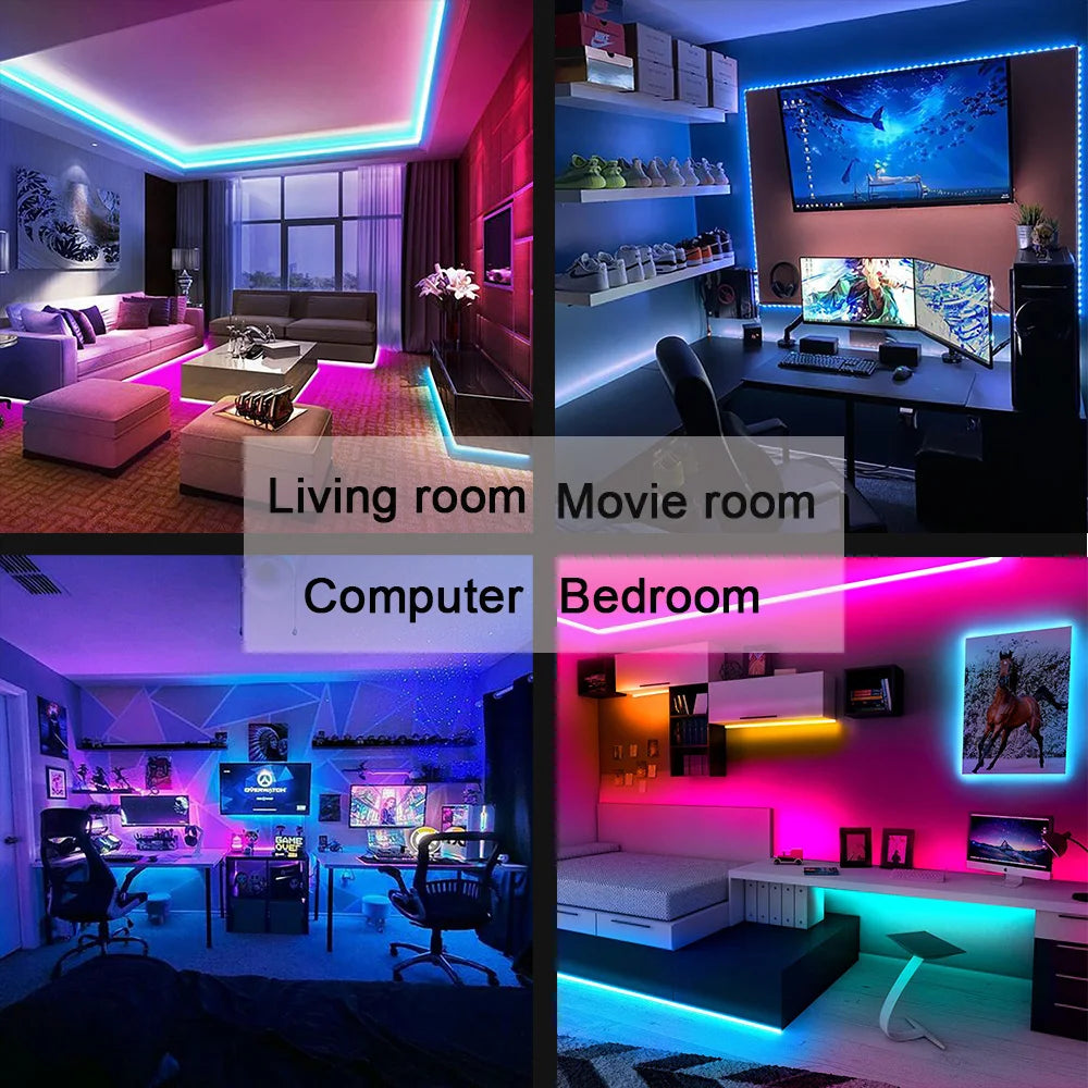 Bluetooth RGB LED Strip Light — USB 5V, App Controlled, 1m–5m