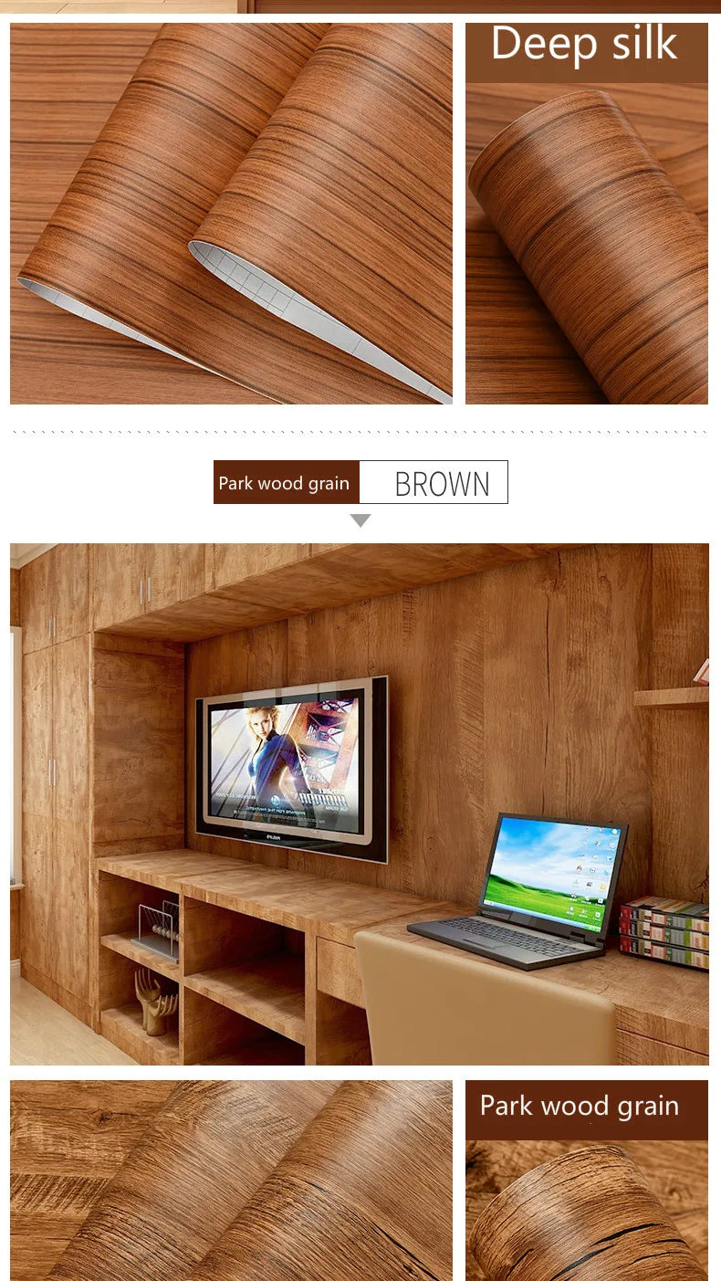 Wood Grain Peel & Stick Wallpaper – Self-Adhesive Waterproof PVC Wall Sticker
