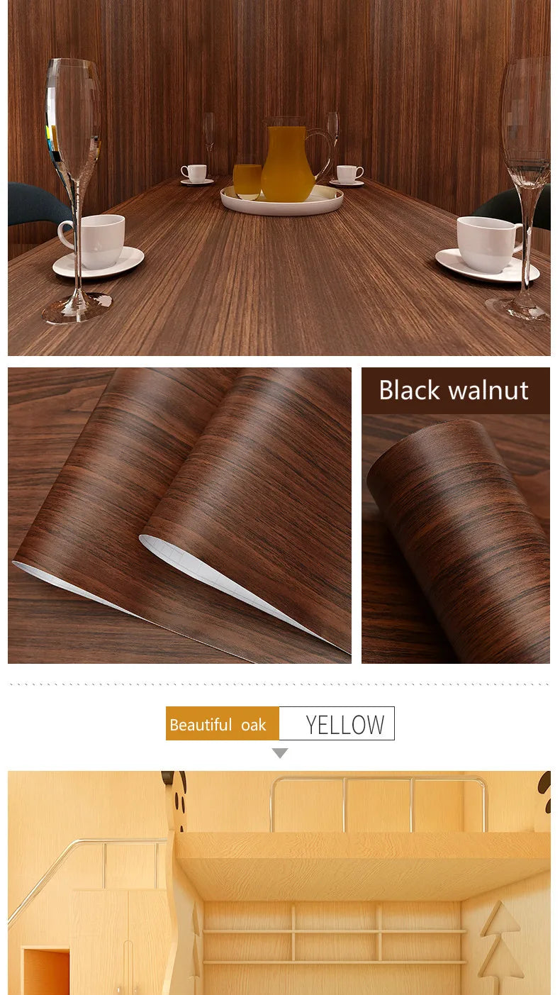Wood Grain Peel & Stick Wallpaper – Self-Adhesive Waterproof PVC Wall Sticker