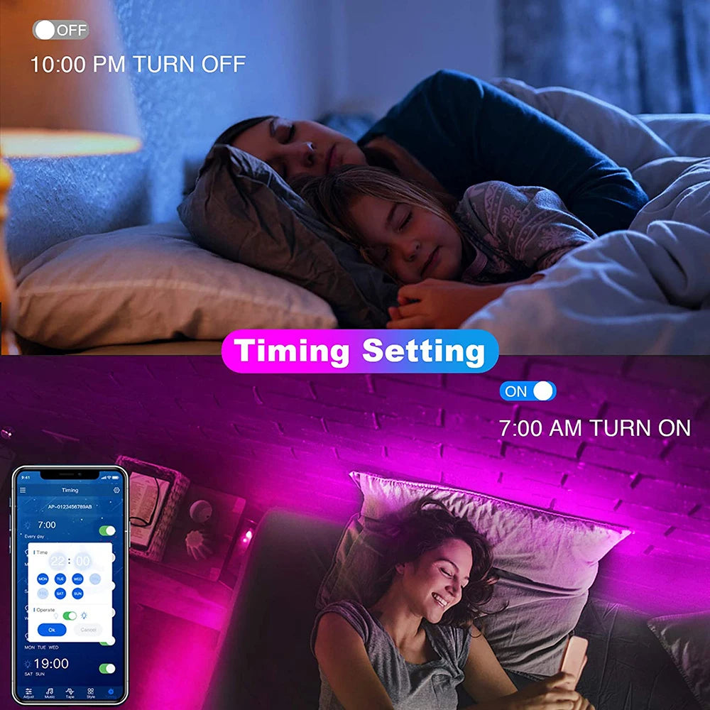 Bluetooth RGB LED Strip Light — USB 5V, App Controlled, 1m–5m