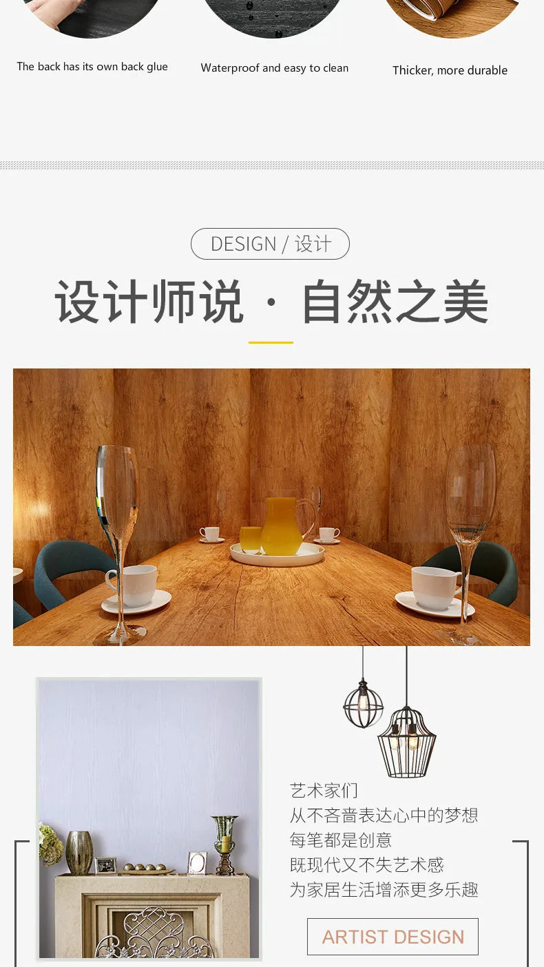 Wood Grain Peel & Stick Wallpaper – Self-Adhesive Waterproof PVC Wall Sticker