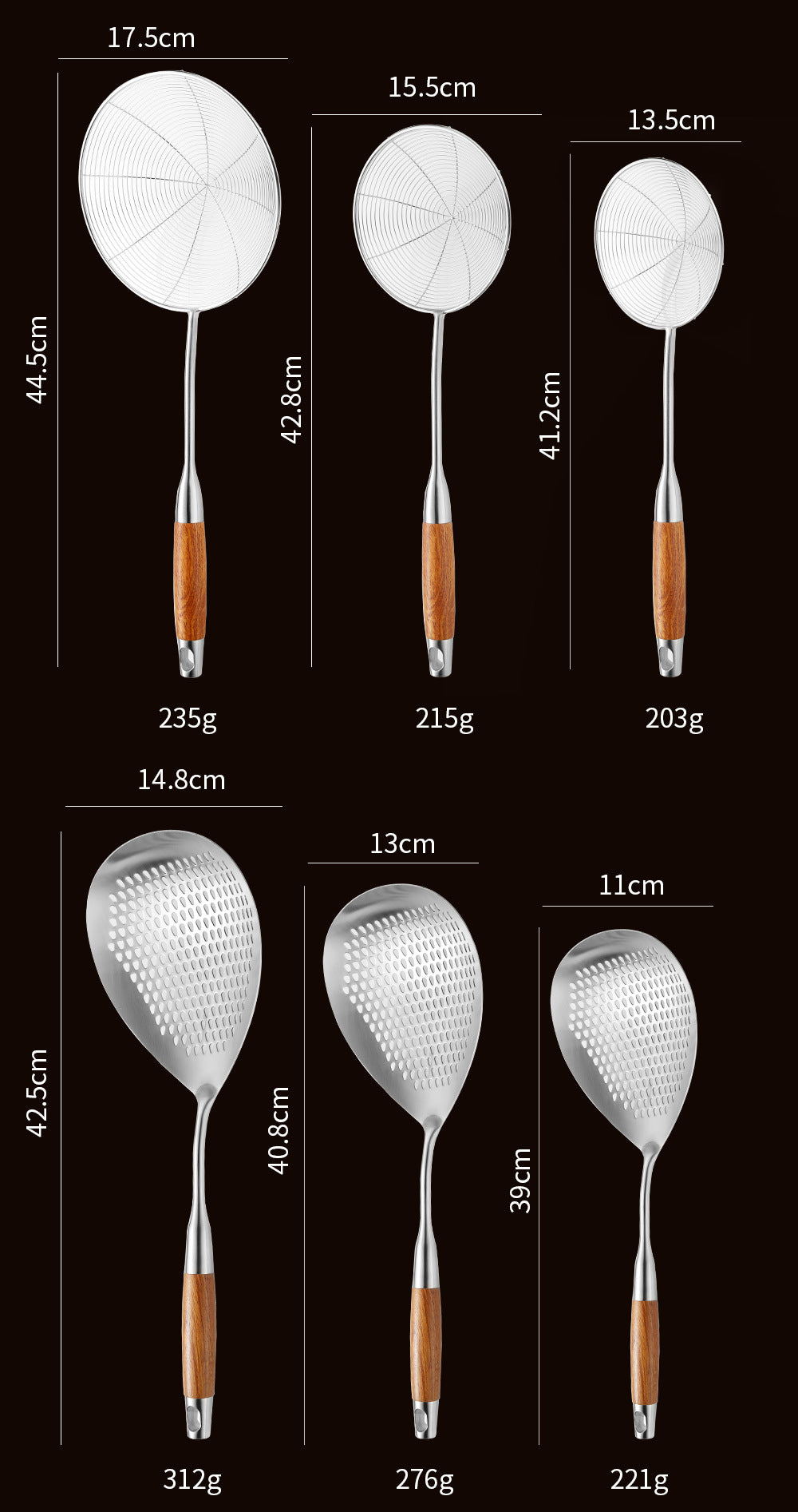 Stainless Steel Kitchen Utensils with Wooden Handle