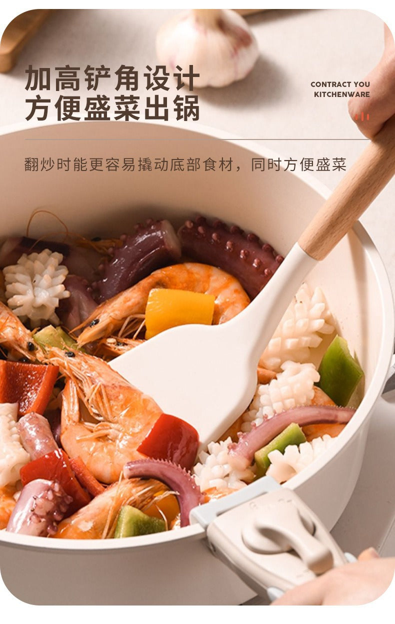 Wooden Handle Silicone Kitchen Utensils Set