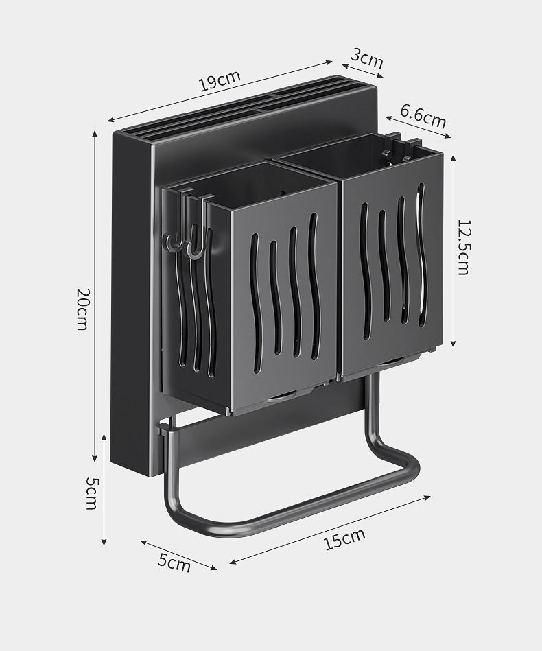 Wall-Mounted Kitchen Knife & Utensil Storage Rack | Punch-Free Holder