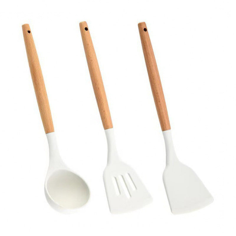 Wooden Handle Silicone Kitchen Utensils Set