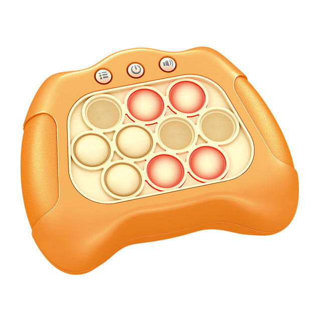Beckett Push Popper Game in orange, featuring colorful popper buttons for fun, handheld sensory play and stress relief.