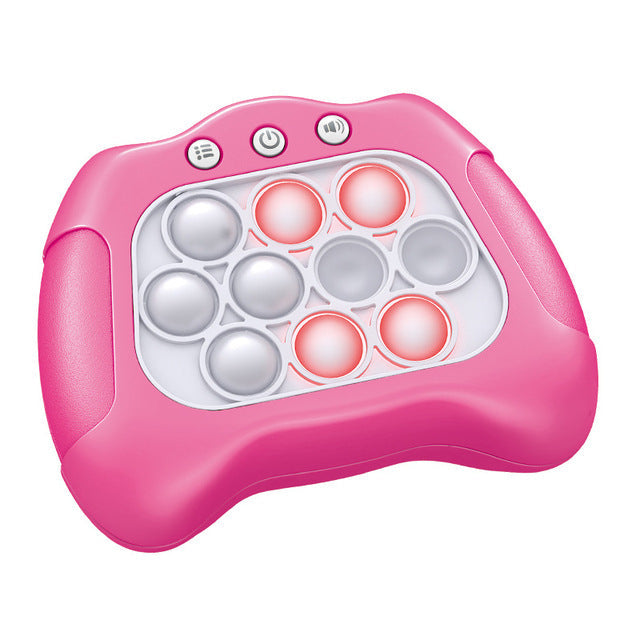Pink Beckett Push Popper Game with colorful pop tubes for stress relief and sensory fun.