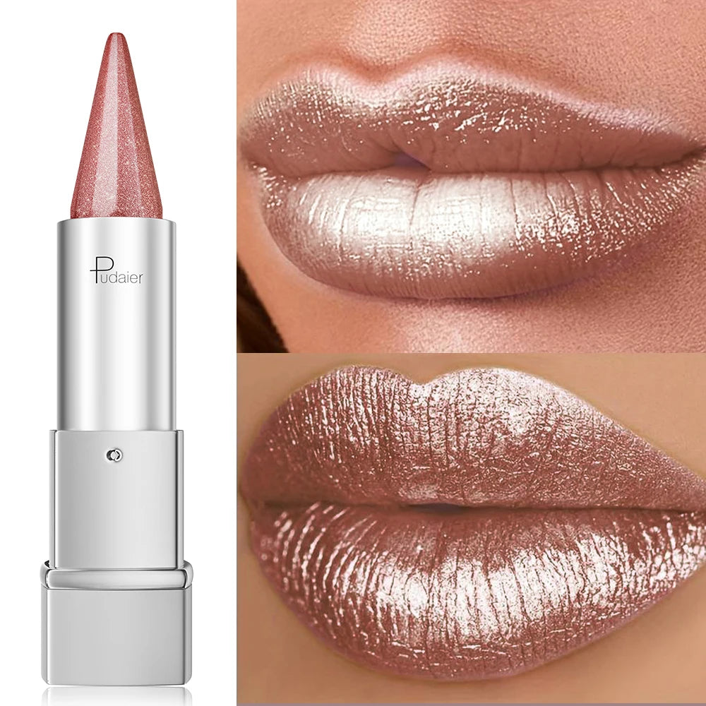 Pearl Shimmer Lipstick – Metallic High Shine, Waterproof & Long-Lasting Lip Colour