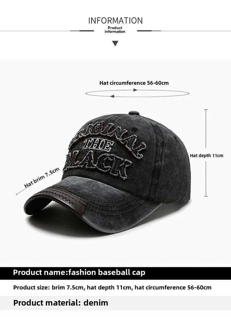 Retro Washed Cotton Baseball Cap – Unisex Curved Brim Sun Hat