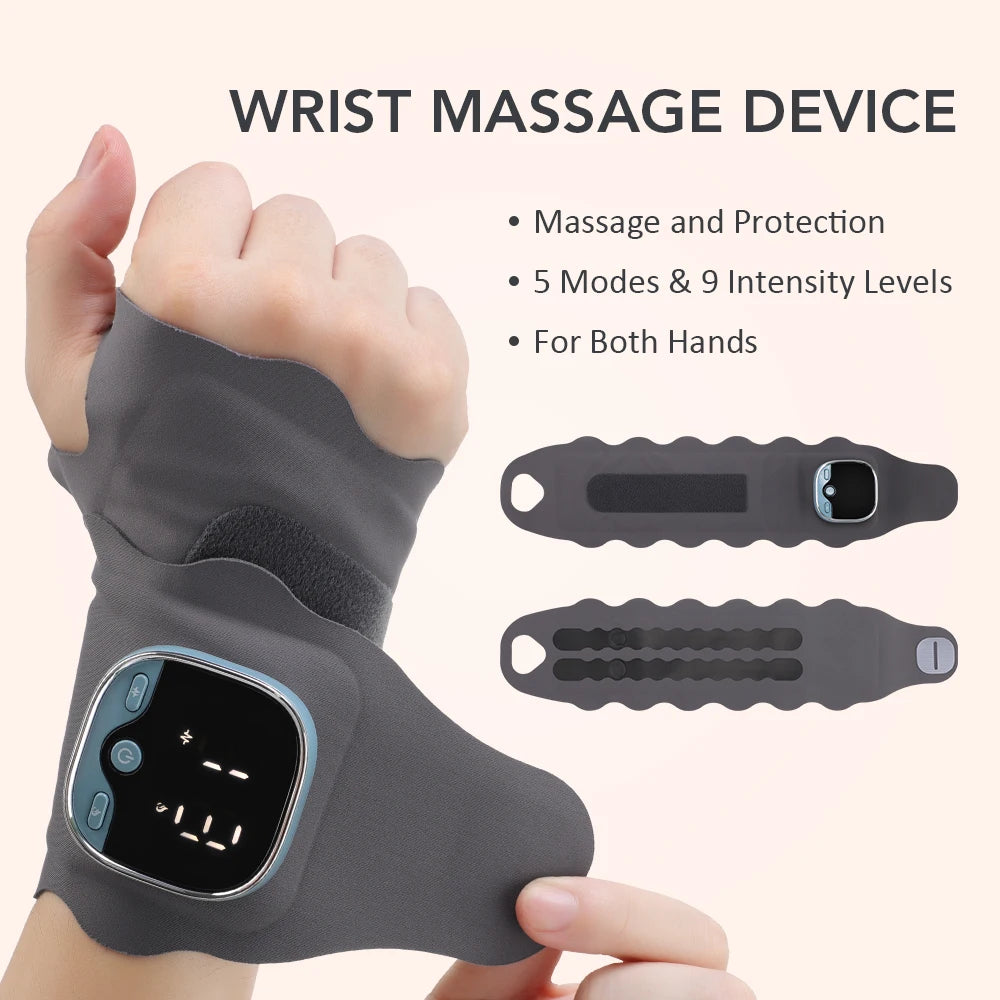 EMS Heating Wrist Massager – Cordless Thermal Massage Brace with Voice Prompts