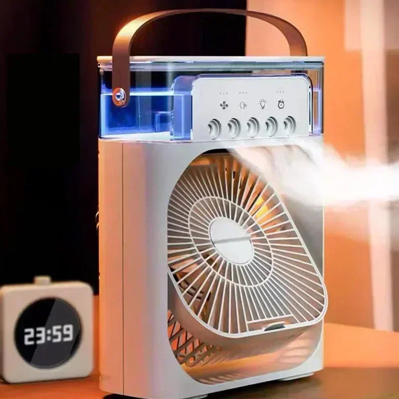 3-in-1 Portable Air Cooler Fan with Humidifier & LED Night Light — USB