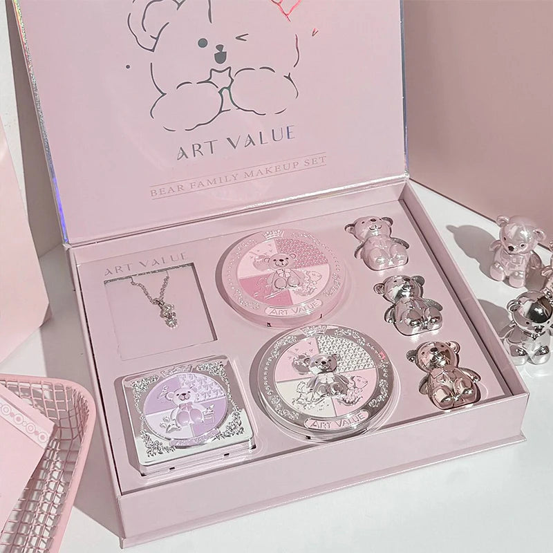 7-Piece Makeup Gift Set | Lip Mud, Pressed Powder, Blush, Eyeshadow Palette & Necklace