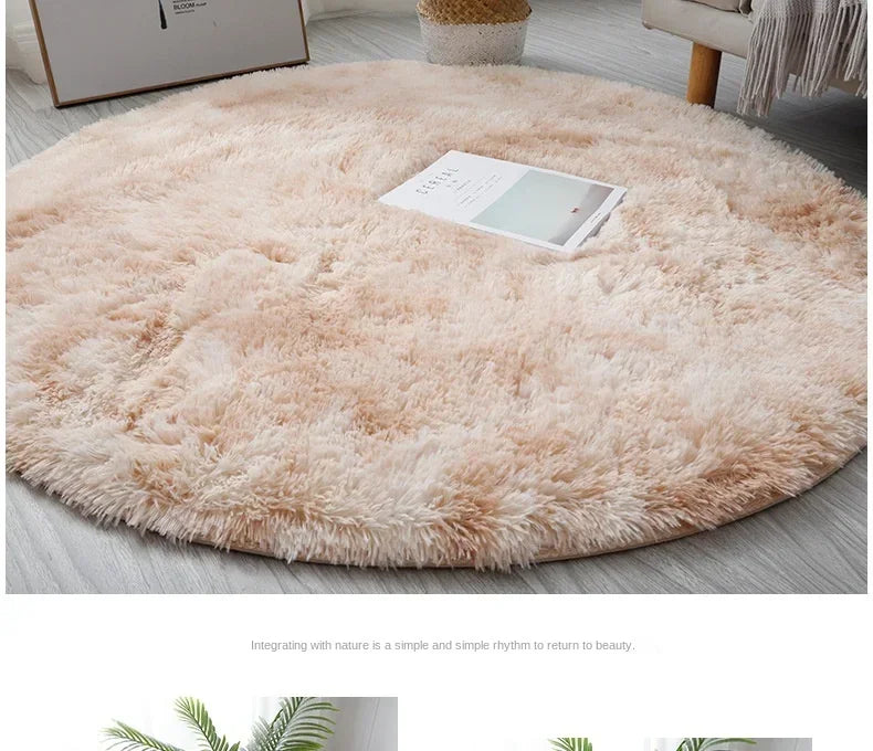 Super Soft Plush Round Rug – Fluffy Thick Pile Carpet for Living Room, Bedroom & Kids Room