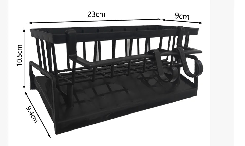 Kitchen Sink Drain Rack & Storage Shelf – No-Drill ABS Organiser with Towel Bar & Drip Tray