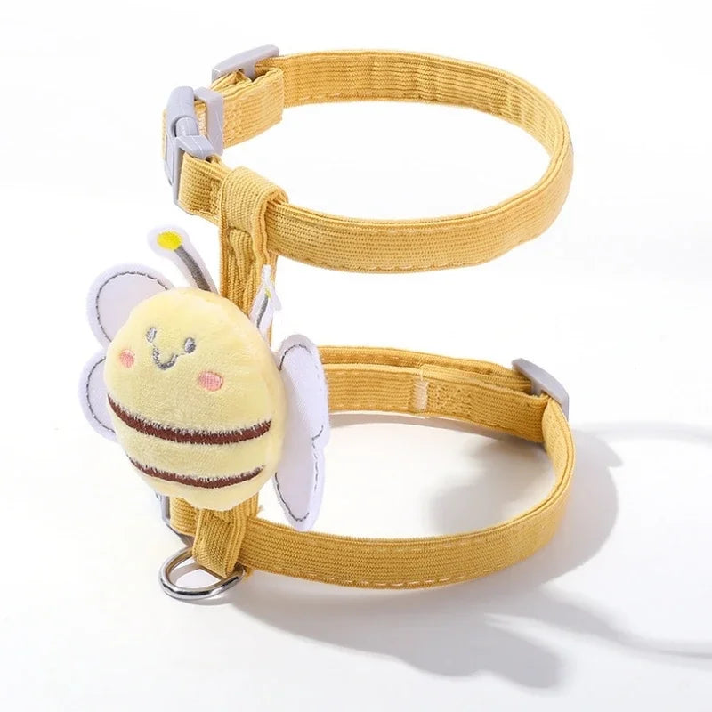 Cartoon Bee Cat Harness & Leash Set | Adjustable Walking Vest | S & M