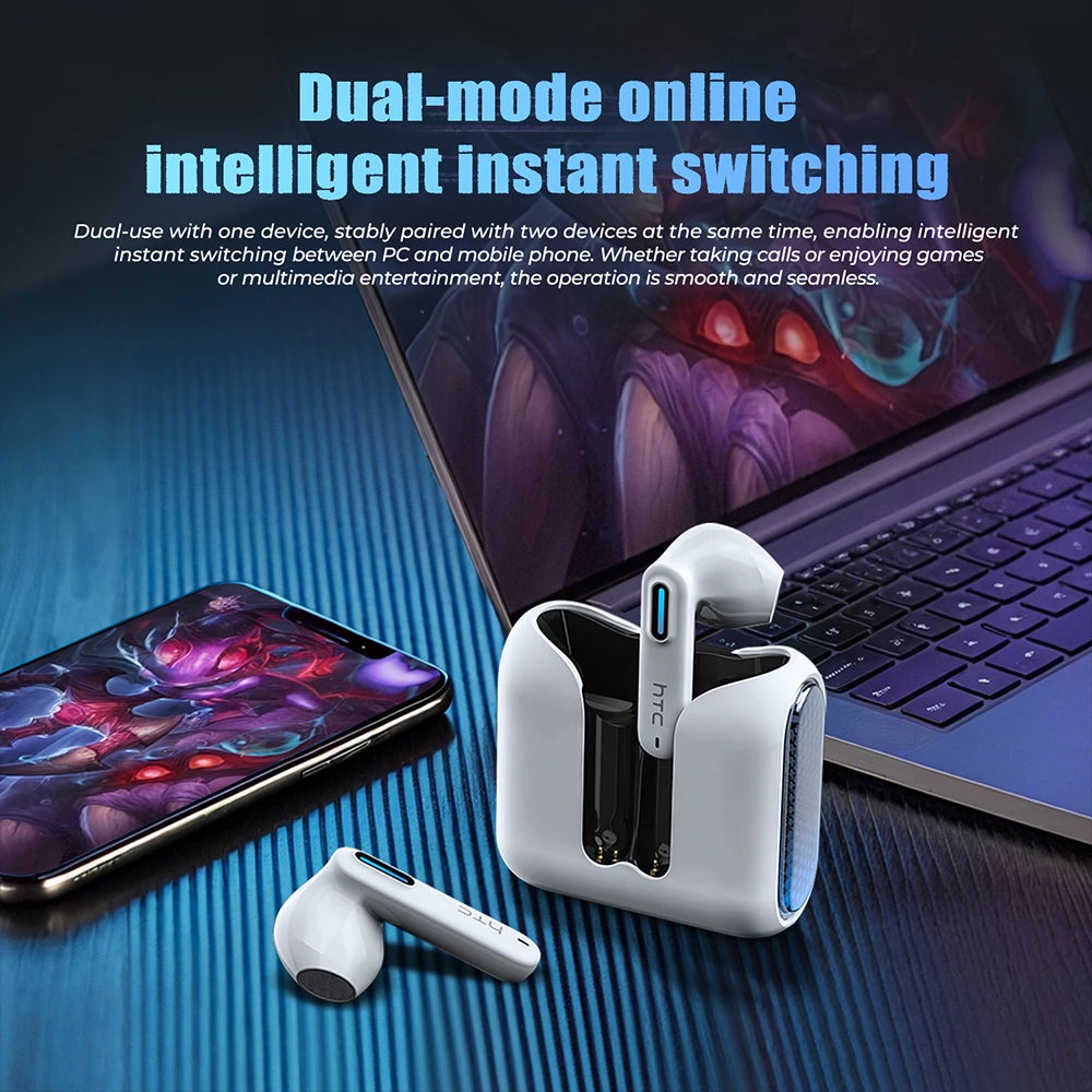 HTC NE49 AI Translator TWS Earbuds | Bluetooth 6.0 | 135 Languages | Gaming & HiFi
