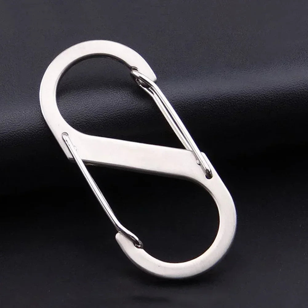 Set of 10 stainless steel S-type carabiner clips from Home Sweet Home, durable metal clips for keychains or gear attachments.
