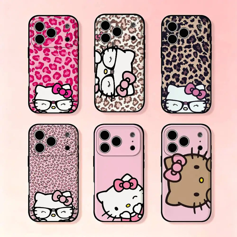Kawaii Hello Kitty Leopard Print Phone Case | iPhone 11–17 Pro Max