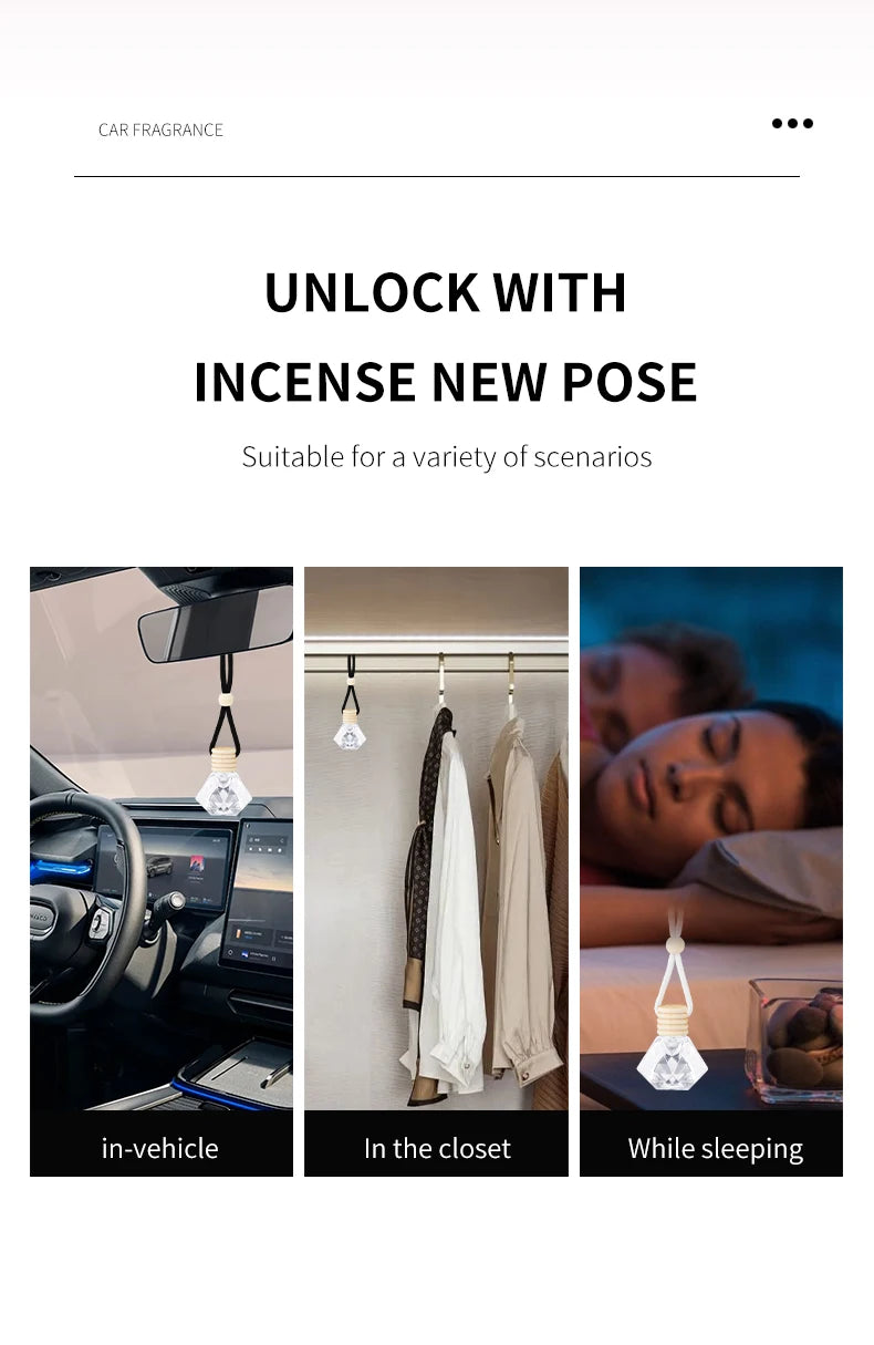 Home Sweet Home car air freshener perfume in a sleek, decorative spray bottle, designed to freshen vehicle interiors with a pleasant scent.