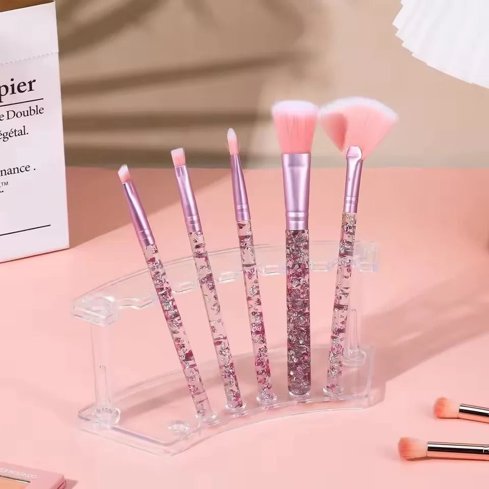 6-Slot Pen & Makeup Brush Holder Transparent Plastic Desk Organiser