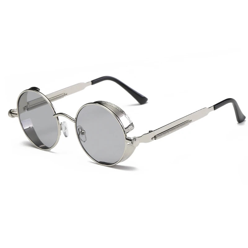 Steampunk Round Sunglasses – Retro Metal Frame UV400 Mens Fashion Eyewear