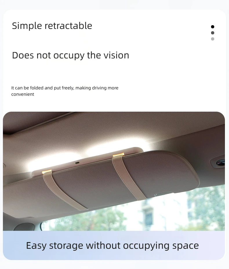 LED rechargeable car sun visor vanity mirror with built-in lighting, compact and easy to install for quick makeup or grooming on the go.