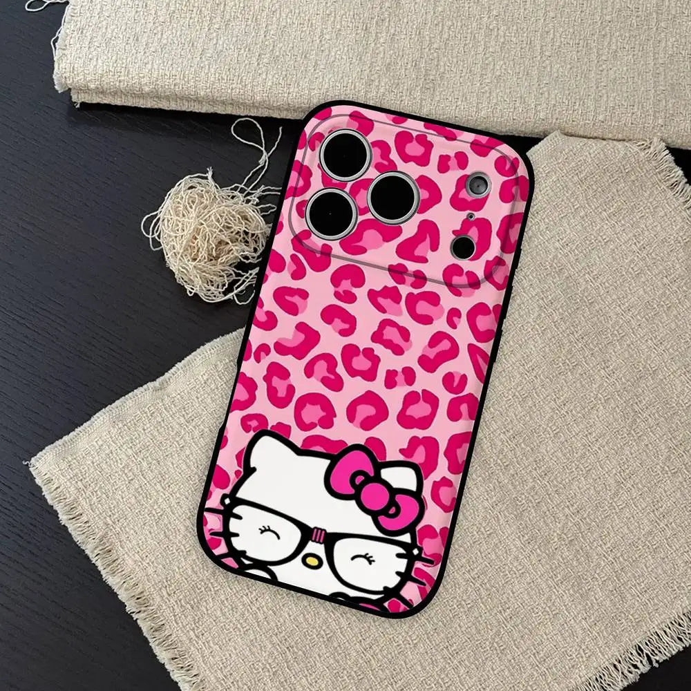 Kawaii Hello Kitty Leopard Print Phone Case | iPhone 11–17 Pro Max