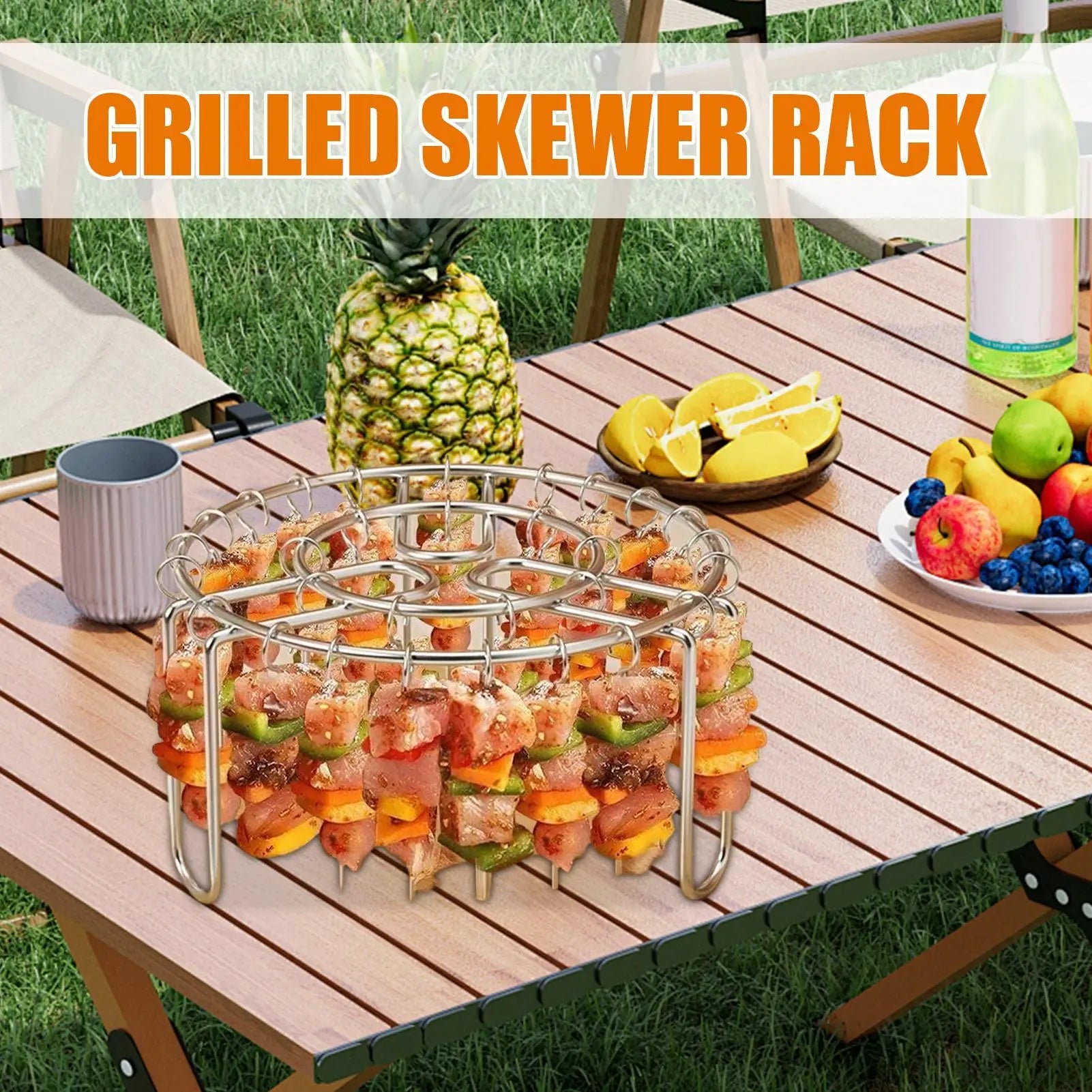 Vertical Kebab Rack with 24 Stainless Steel Skewers | Air Fryer & Oven Grill