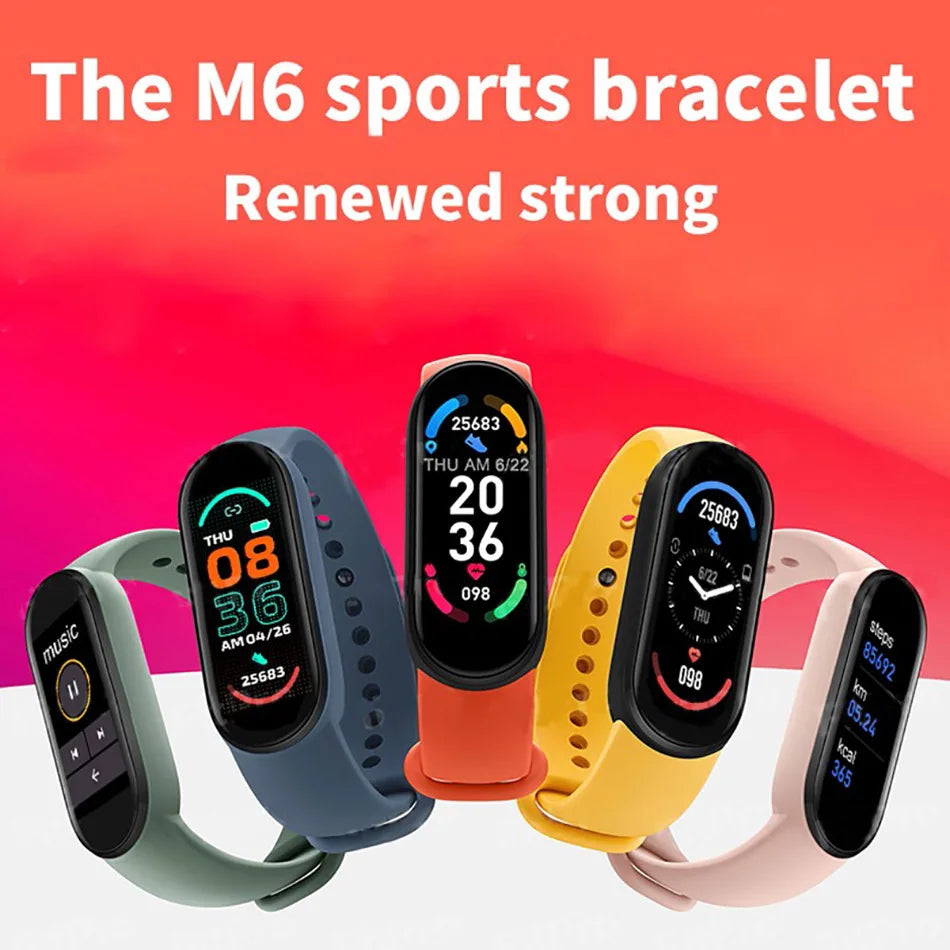 Home Sweet Home smart fitness bracelet displaying a sleek black band and digital screen with health tracking features