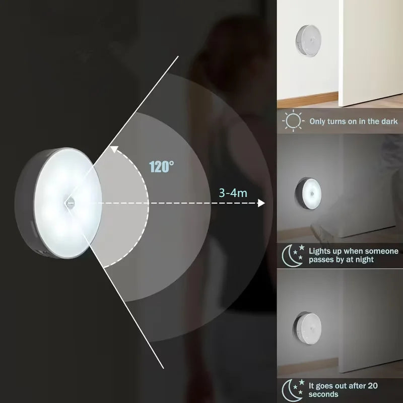 Home Sweet Home motion sensor LED night light emitting a soft glow, ideal for bedrooms or hallways.