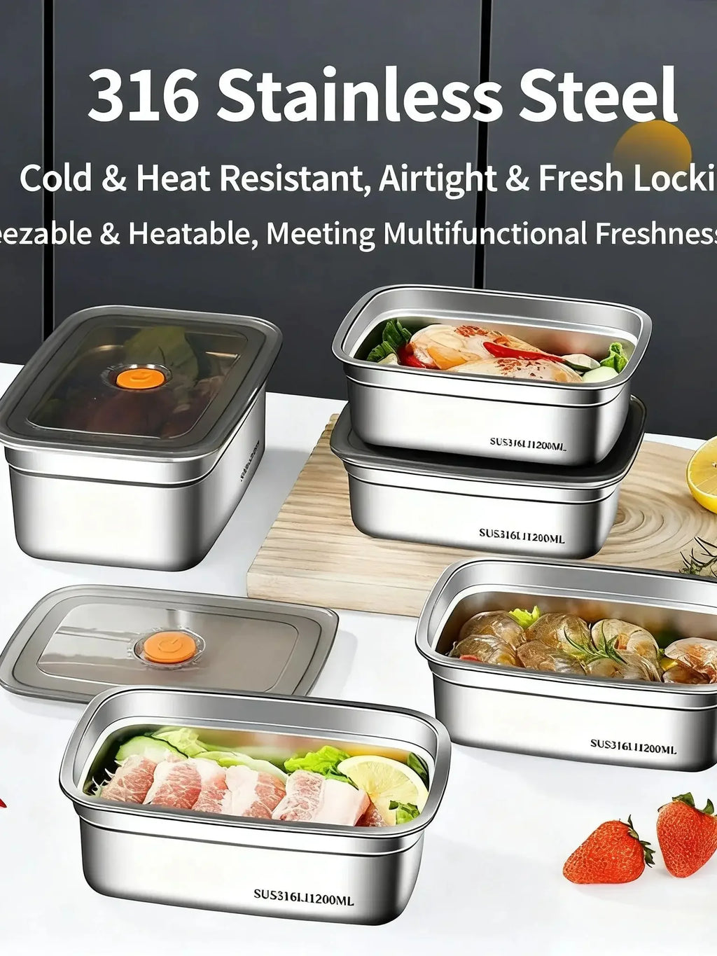 Stainless Steel Bento Box 1200ml Leak-Proof Lunch Box