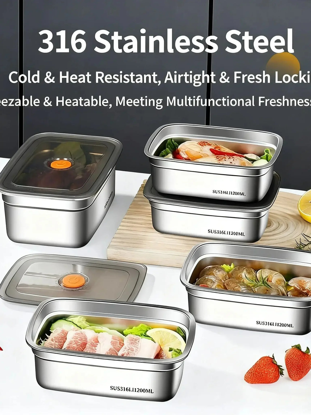 Stainless Steel Bento Box 1200ml Leak-Proof Lunch Box