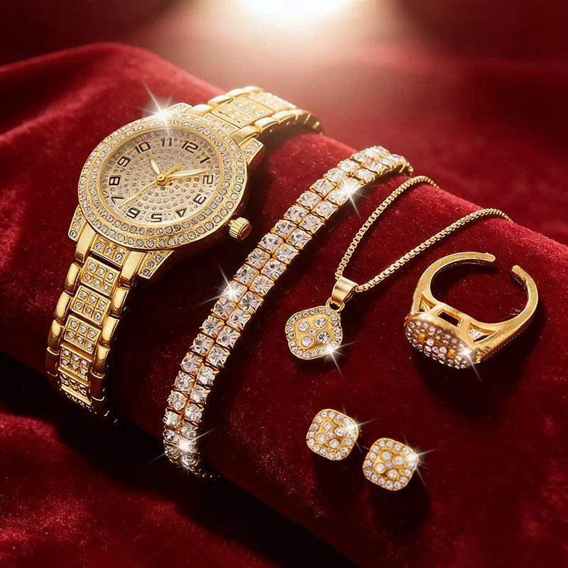 Women's Gold Bracelet Watch – Fashion Ladies Quartz Wristwatch with Roman Numerals