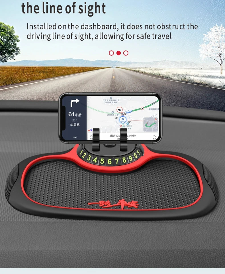 Home Sweet Home car anti-slip silicone dashboard mat holding phone and small items on a vehicle dashboard