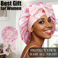 Satin Sleep Bonnet — Cherry Pattern Night Cap with Bow ONLY 2 LEFT