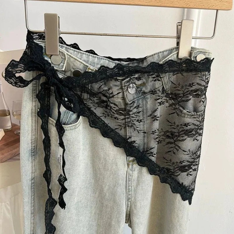 Lace Trim Bandana Scarf — 2-in-1 Hair Band & Waist Accessory