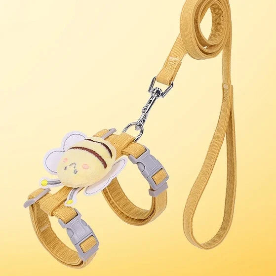 Cartoon Bee Cat Harness & Leash Set | Adjustable Walking Vest | S & M